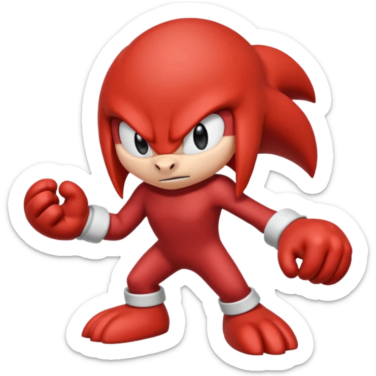 Sonic the hedgehogs friend knuckles a red animal with peach arms and white gloves sticker