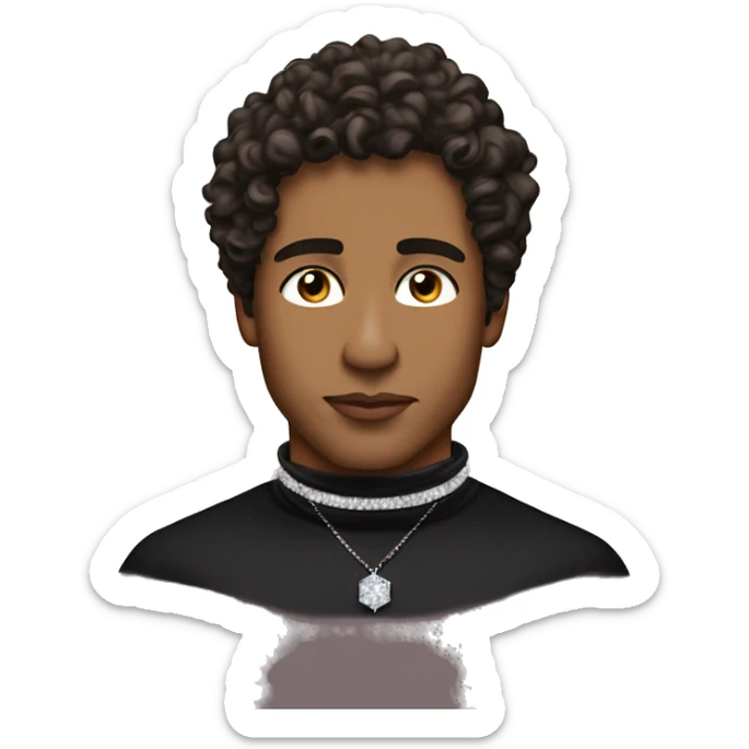 posh-brown man-diamond choker-fit body-short straight curly hair-thick lips sticker