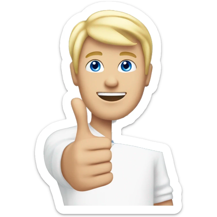 Male with blonde hair and blue eyes waving hand smiling with a Scotland flag sticker