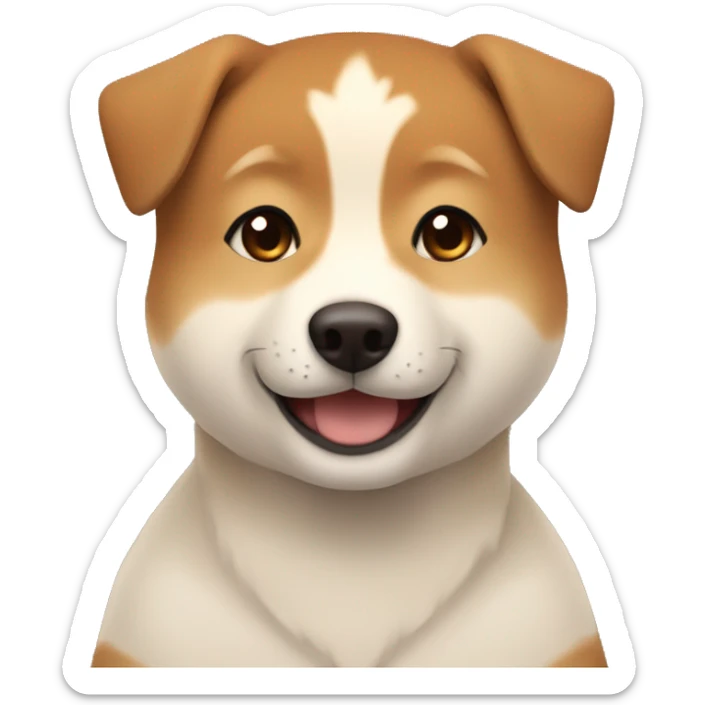  boy with brown hair with brown eyes and wide brows 12 years smiling and hugging dog shiba inu  sticker