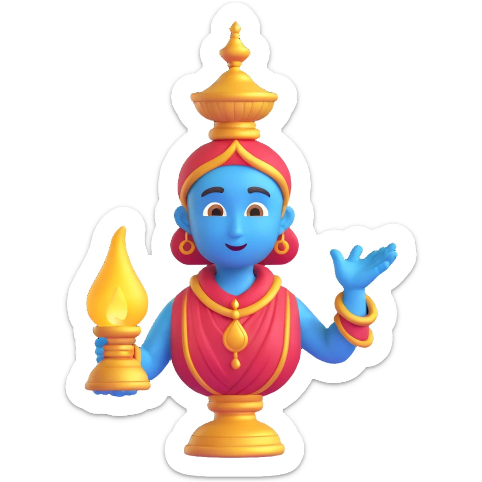 a genie coming out of a lamp, 3D emoji style sticker