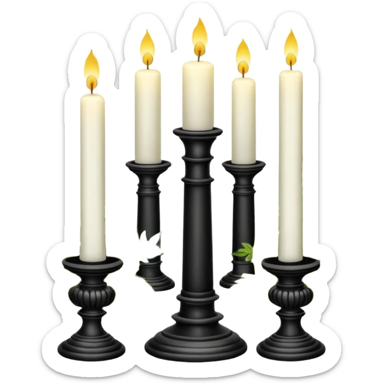 Aesthetic scenic scene of Candles white and with flowers and marble pedestals and lush vines and ferns sticker