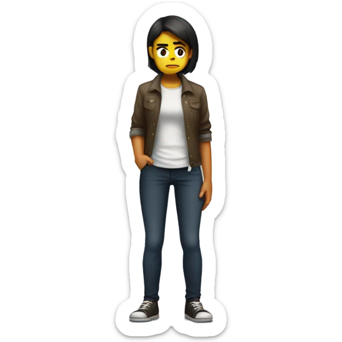 a girl full body angry and argumenting with his bf that looks sad sticker