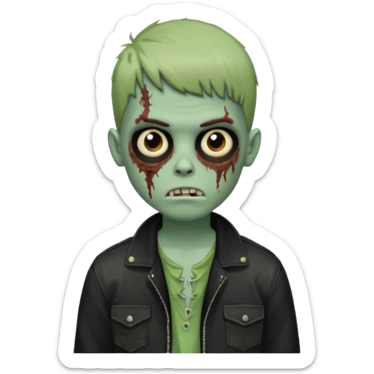 Garoto zumbi com camisa alternativa cabelo castanho quase tijelinha mas não tijelinha sticker