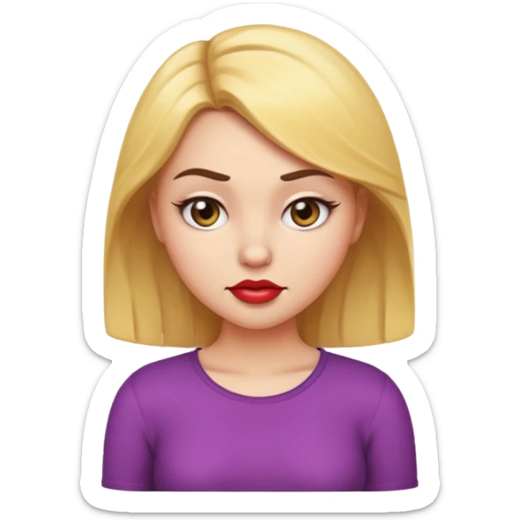 cartoon emoji of a sassy girl giving a dramatic petty look, head tilted, eyes squinting with attitude, lips in a playful smirk, one eyebrow raised, hand on hip, expressive and fun, iOS style sticker