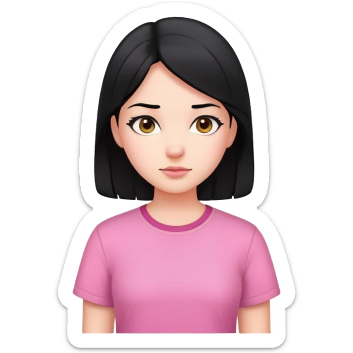girl with black hair and pink shirt sticker