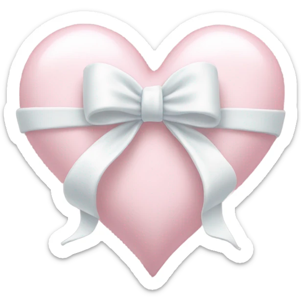 Pastel pink heart with white bow sticker