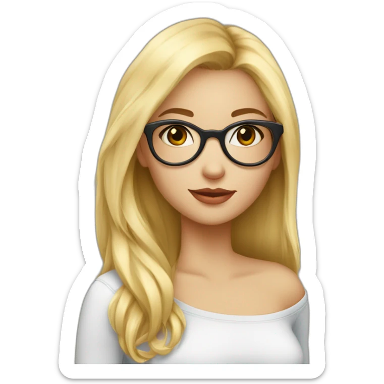 Fille blonde cheveux longs lunettes ronde noire yeux bleus sticker