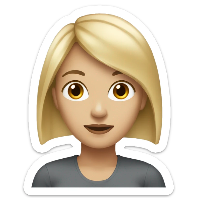 White woman with brown hair and a blonde side karen fringe sticker