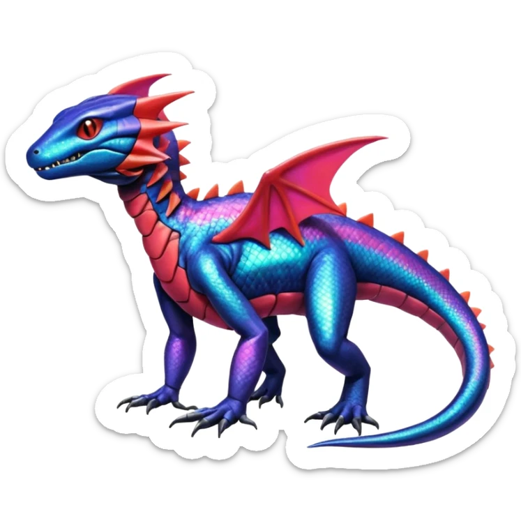 Shiny Exotic Colorful epic Salandit-Genesect-Koraidon-Fakémon-hybrid-creature (full body)  sticker