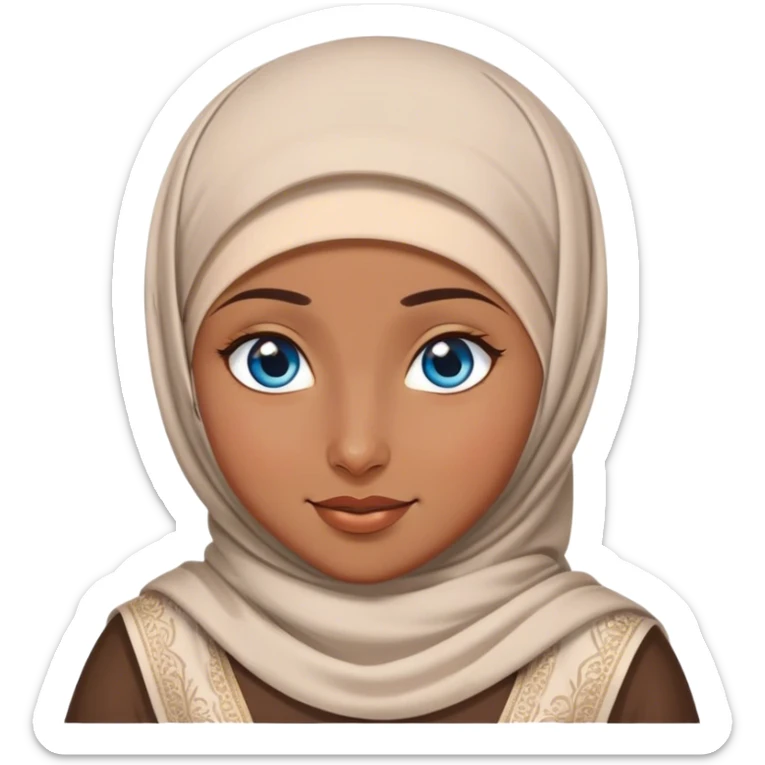 Turkish beautiful finish Konya girl blue eyes with hijab and islamic dress she Winking on her friends  sticker