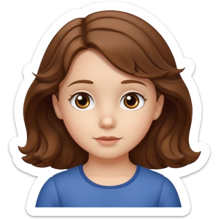 3yr old very white girl with wavy brown hair in front of the sholders and brown eyes sticker