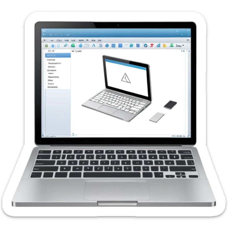 create an emoji of a laptop that has autocad architectural drawings on the screen sticker