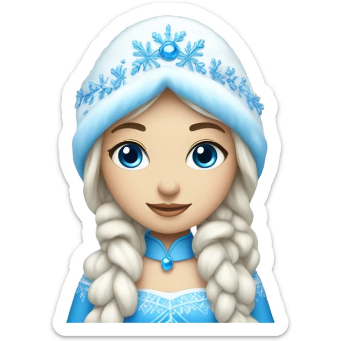 Snow Maiden girl in a blue dress lush warm and kokoshnik with blue eyes sticker