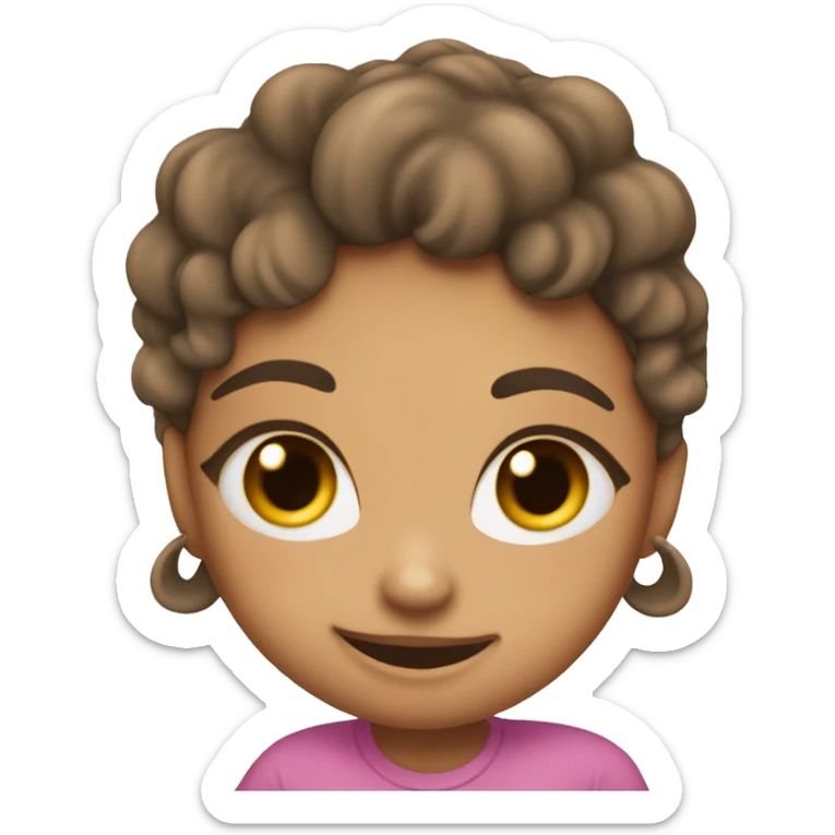 light skin girl blushing while tucking her hair behind her ear and biting the tip of her index finger sticker