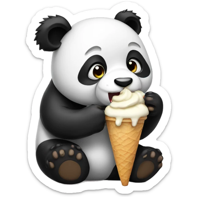 Panda eating ice cream sticker