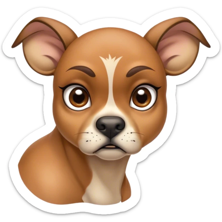 Cinematic Meme-Worthy Grumpy Fawn Boxer Portrait Emoji, Head held high but eyes filled with dramatic disappointment, smooth fawn fur with a furrowed brow forming an unmistakable scowl, floppy ears slightly angled back in disapproval, piercing brown eyes glaring with pure exasperation, Simplified yet hilariously over-exaggerated features, highly detailed, glowing with an aura of supreme annoyance, high shine, exhausted yet judgmental, stylized with an almost regal pettiness, bright but brooding, soft glowing outline, capturing the essence of a guardian that has seen it all and is thoroughly unimpressed, so meme-worthy it feels like it could instantly become the next viral sensation of grumpiness! sticker