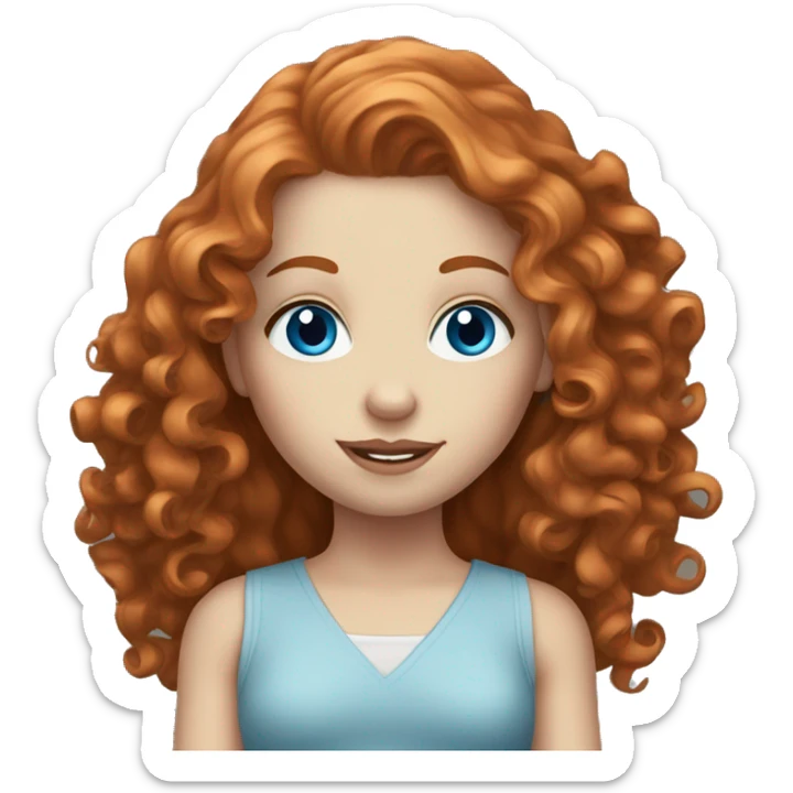 Beautiful pale redhead women with blue eyes and long curly hair  sticker