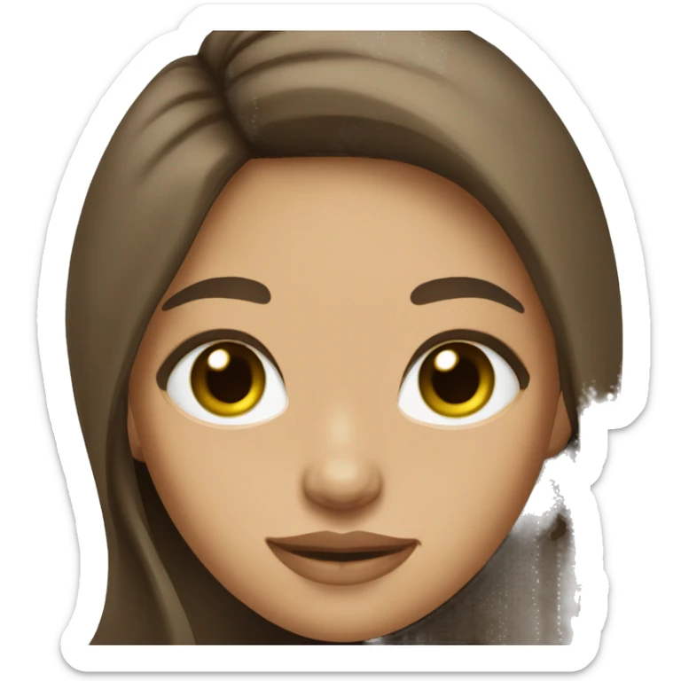 young woman beige skin green eyes with long voluminous brown hair sticker