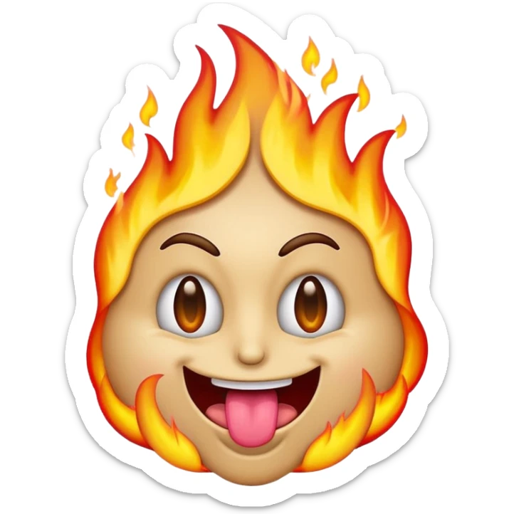 a samsung-style emoji of a basic face with dollar sign eyes sticking out a flaming tongue sticker