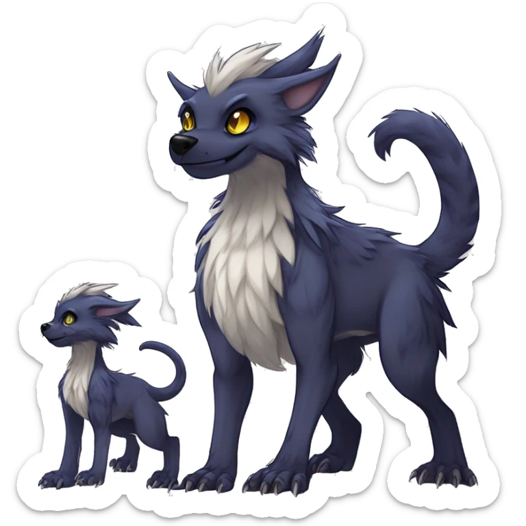 Cute Protogen-vernid-sergal-wickerbeast-fantasy-animal-fursona griffsnuff & LiLaiRa & Falvie full body sticker