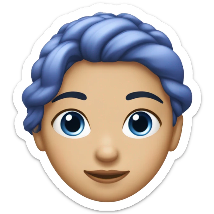 Chica a de cabello revelde blanco, de ojos azules y piel blanca. Con suéter lila sticker