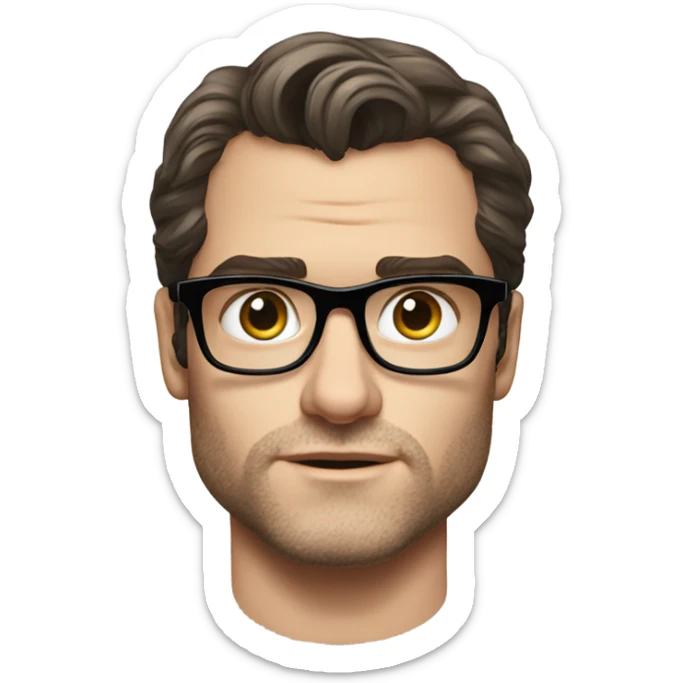 Henry cavill with a laptop in front of him and glasses make him look 29 years old  sticker