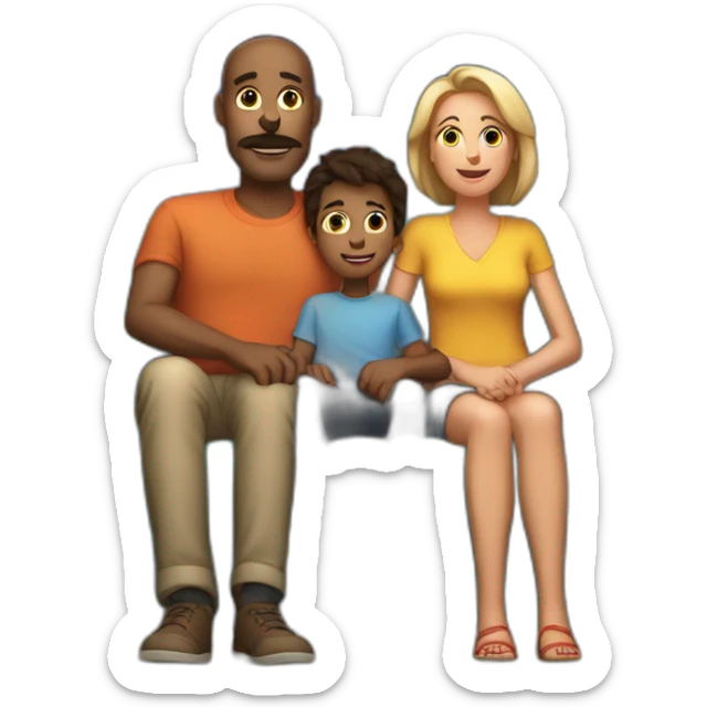 father mother and 11 years old son lying in the sofa watching flash series sticker