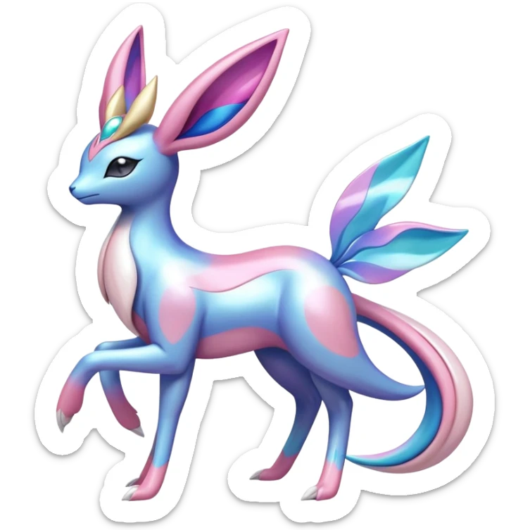 Colorful Shiny Exotic Cresselia-Sylveon-Suicune-Fakémon-hybrid-creature (full body)  sticker