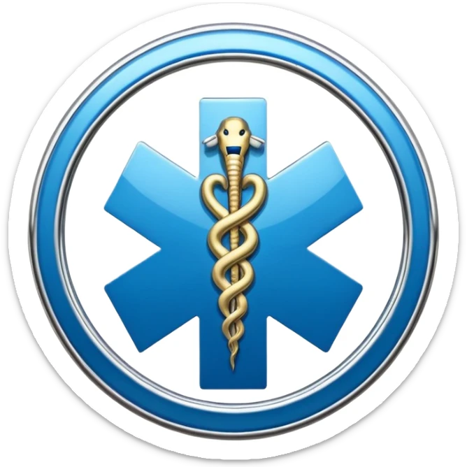 simple blue medical star of life symbol with rod and snake emblem sticker