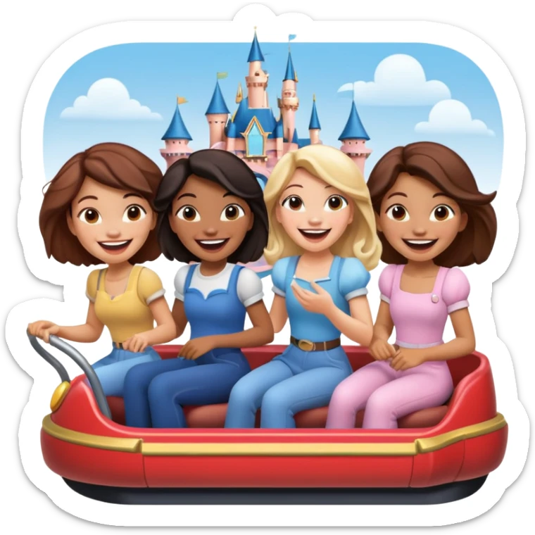 quatro chicas montadas en una atraccion de Disney paris sticker