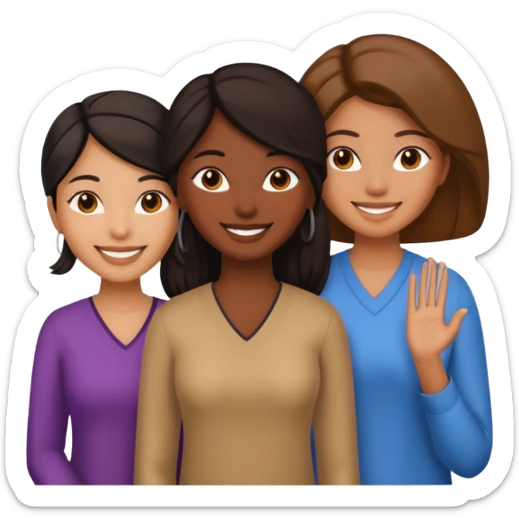 a group of 3 women, one is black, one is asian, one is indian sticker