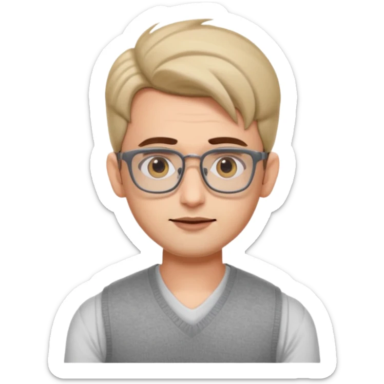 generate a pretty bratz emoji 
Make her look like hrithik roshan wearing white tee with a grey v neck sleeveless weater vest over it. wearing rectangle spectacles

he should look exactly  like hrithik roshan. looking autistic sticker