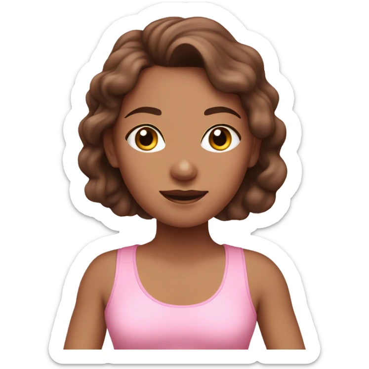 brown haired girl in pink yoga dress  sticker