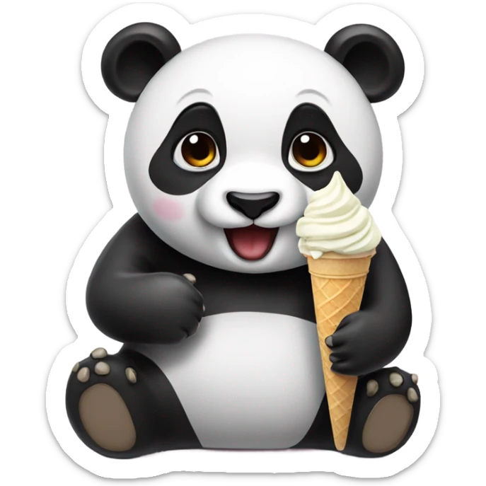 Panda eating ice cream sticker