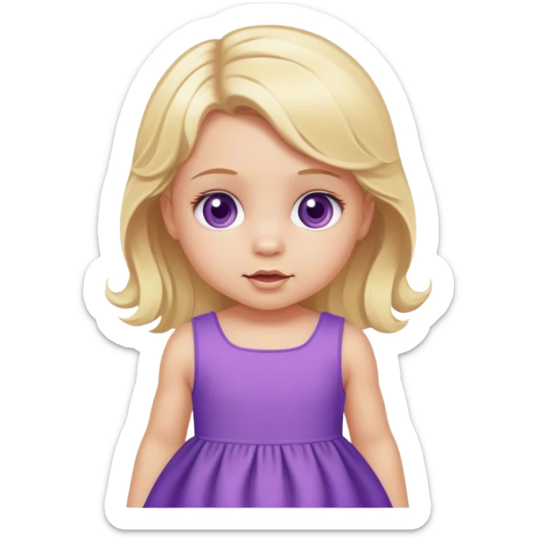 purple dress blond  baby girl  with cream eyes sticker