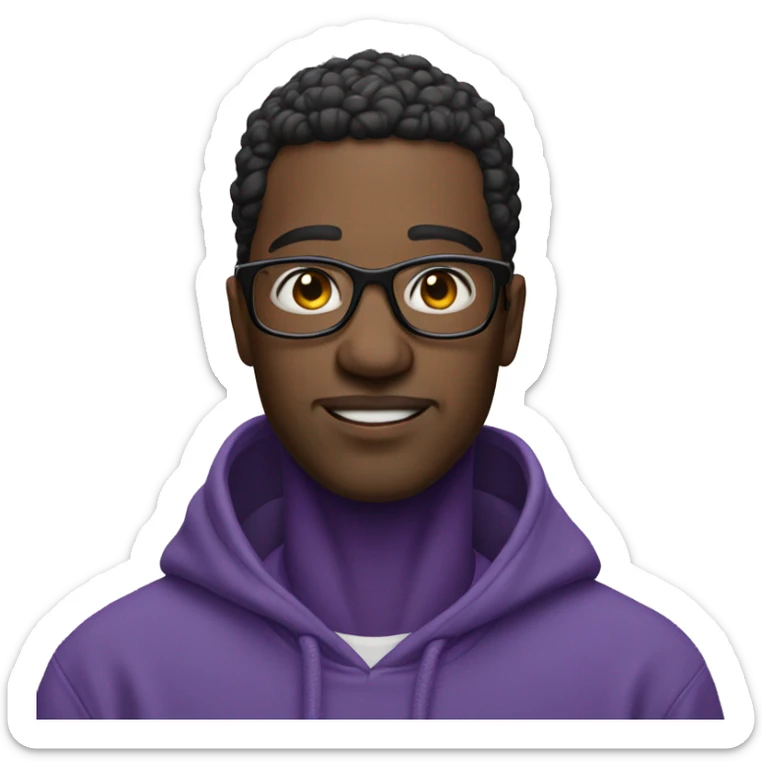 Man with glasses in purple hoodie white skin sticker