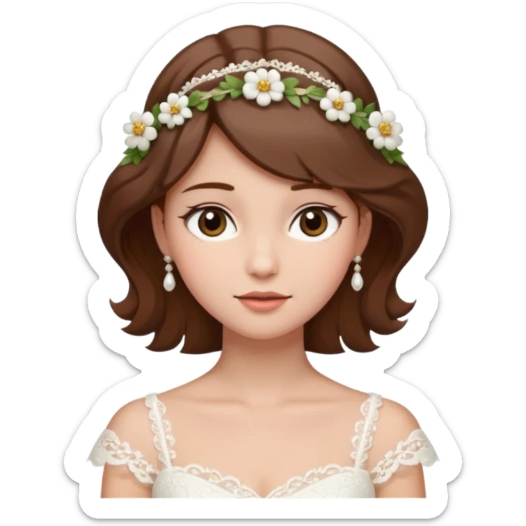 Blonde skin bride with brown hair with a chin on her face sticker