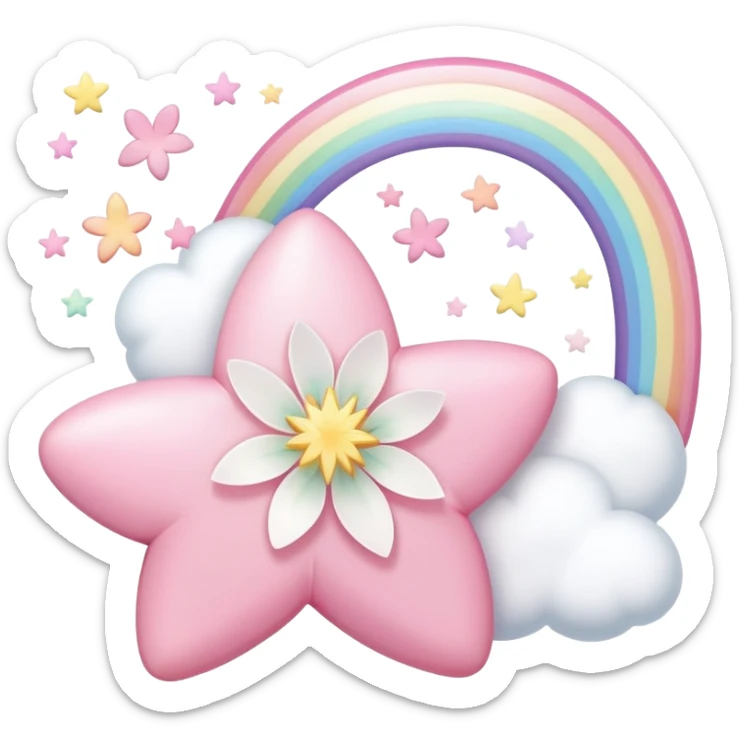 Cute Pastel pink and white Cherry Blossom Sakura Starburst Shooting Star Rainbow sticker