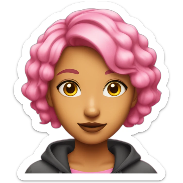 Mina is a teenage girl with bright pink skin, black and yellow eyes, and short pink hair with yellow antennae. sticker