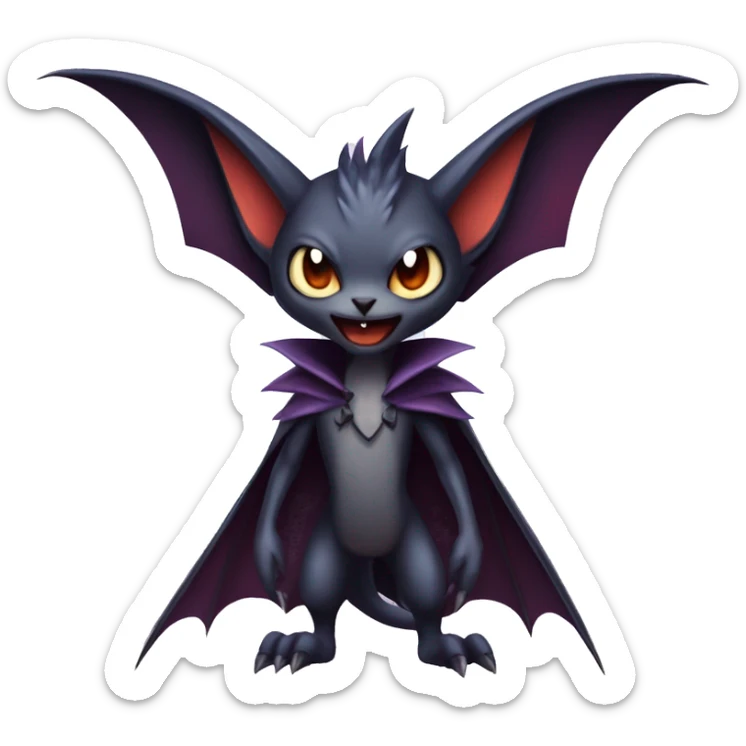  Kawaii Edgy Cool Vampiric Beautiful Noivern-Nargacuga-Litten with big Bat Ears full body sticker