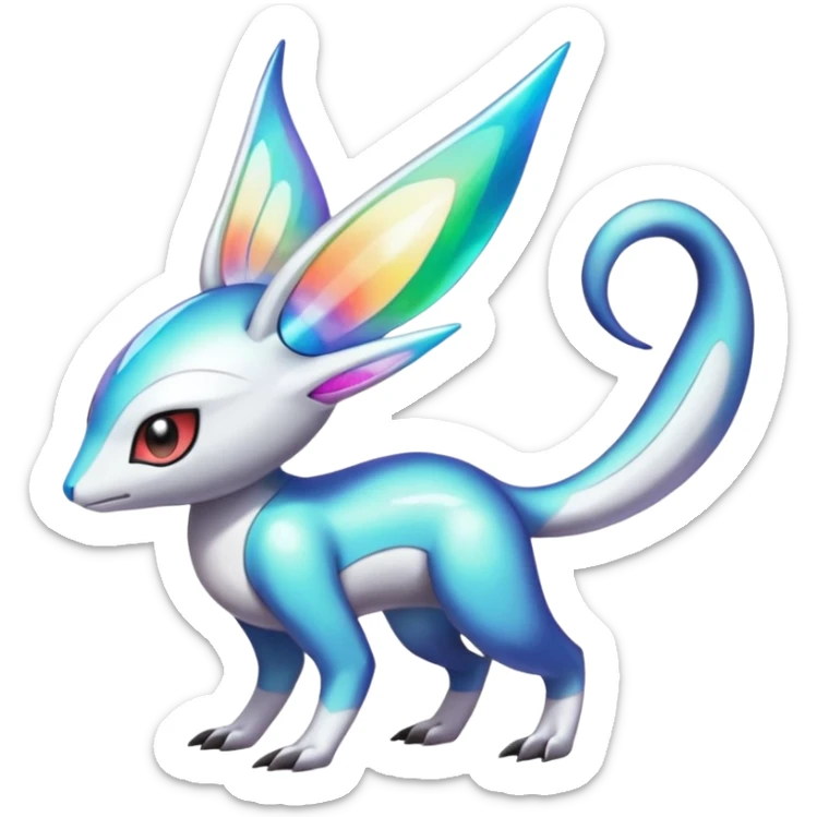 Shiny Colorful Vernid-Trico-Meloetta-Latias-Koraidon-Peppercat-Protogen-Pokémon-Digimon-Fakémon-fusion-hybrid-creature sticker
