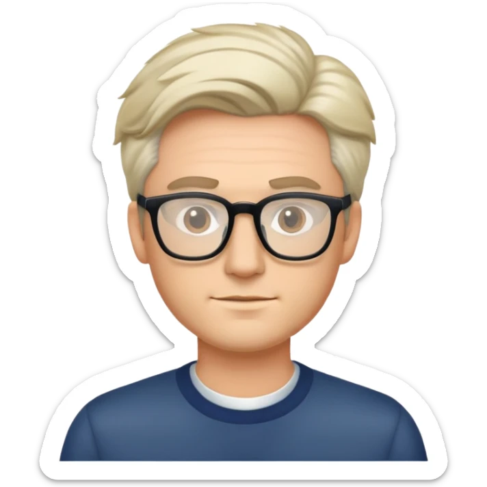 Laki laki ganteng berkacamata. Kulitnya putih, rambut depannya agak berdiri sticker