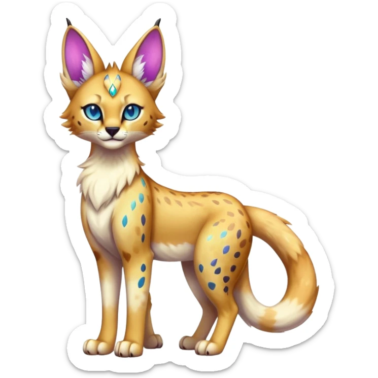 Cute Kawaii Epic Ethereal Sparkly Colorful Sergal-Serval-Caracal-Vernid full body sticker