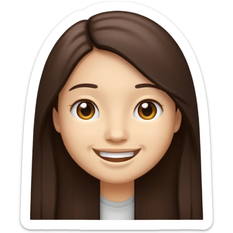 Make an emoji with long straight dark brown hair sticker