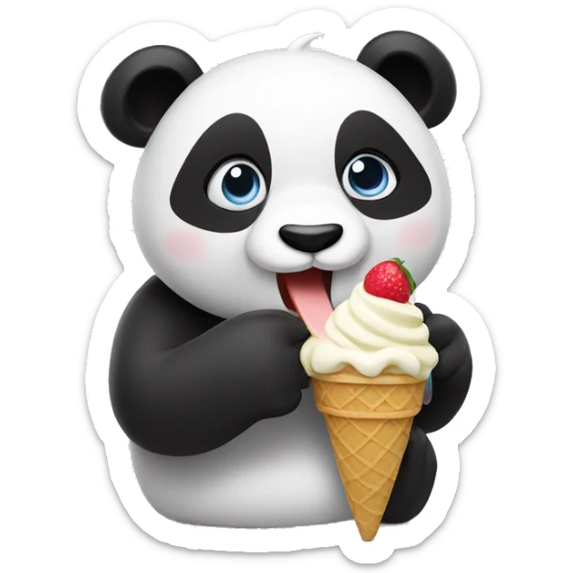 Panda eating ice cream sticker