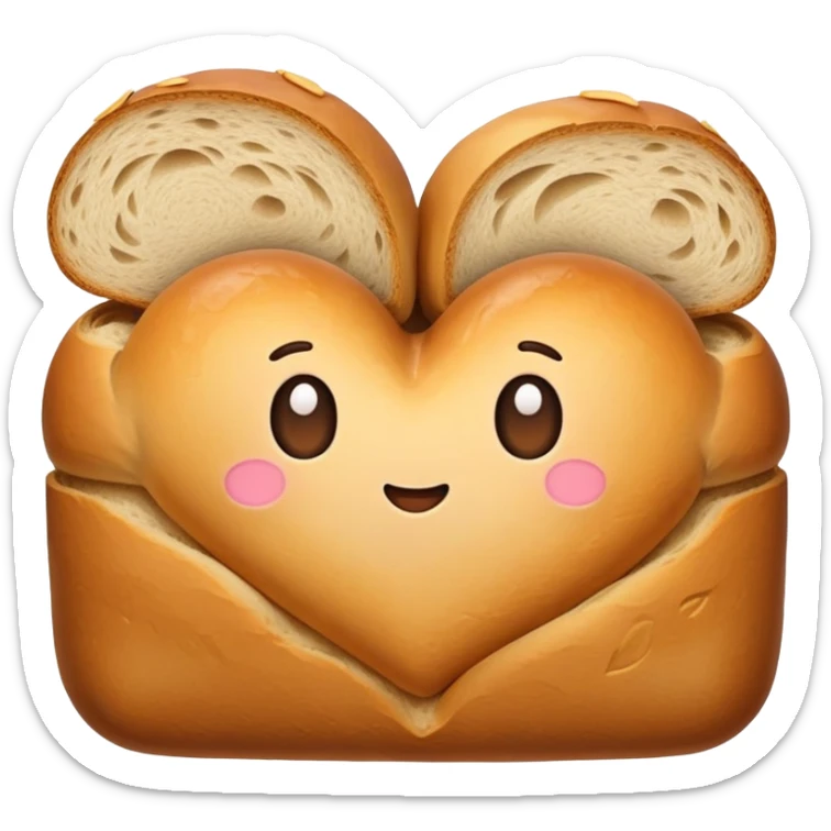 A loaf of bread that is in the shape of a heart sticker