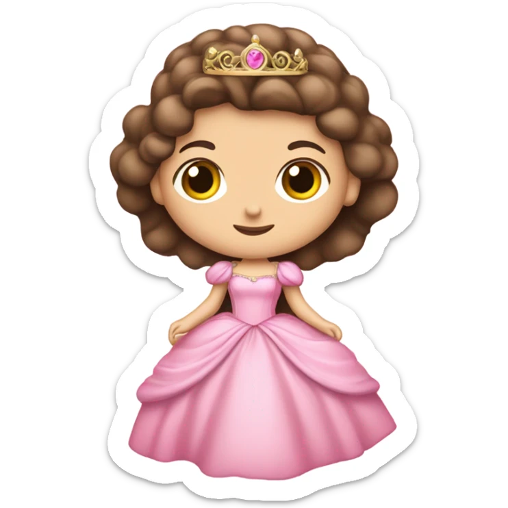 beautiful caucasian brunette princess in pink princess dress sticker