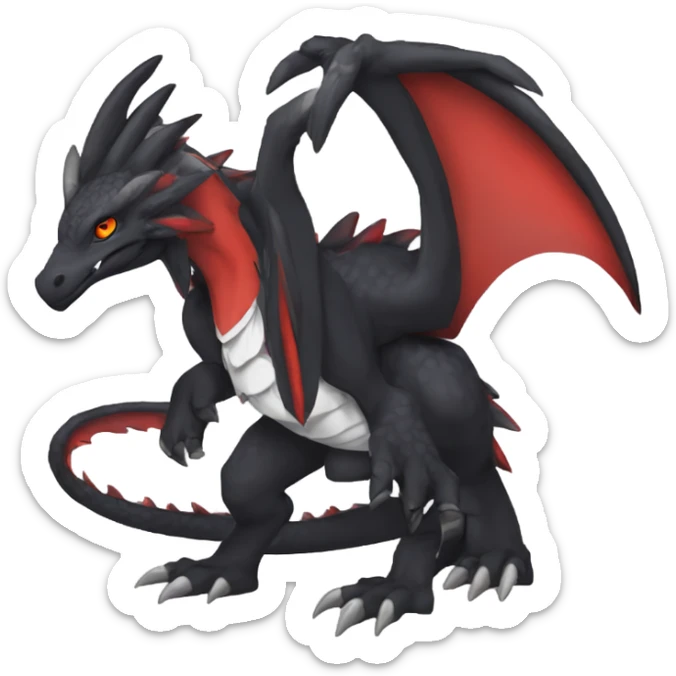 Anthro Cute cool black red nargacuga dragon animal hybrid Fakemon full body sticker