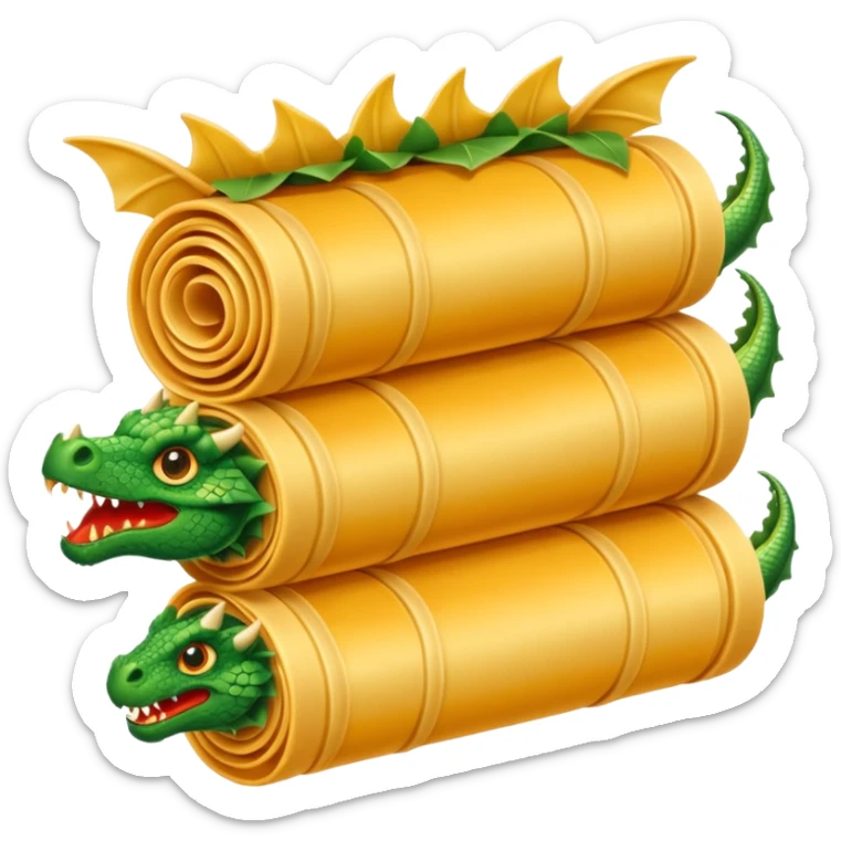 Dragon con cuerpo de pasta canelloni que el cuerpo enga su cuerpo normal con patas y que tenga tres cabezas de dragon sticker